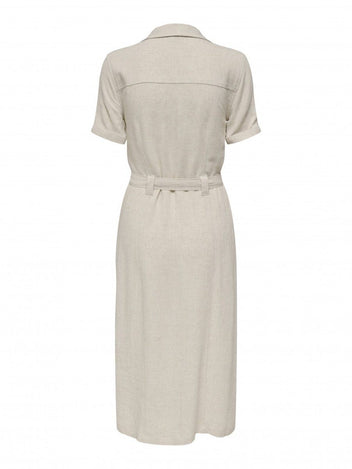Shirtdress με λινό ONLY 15347210 - Μπεζ - thefashionproject.gr - ONLY