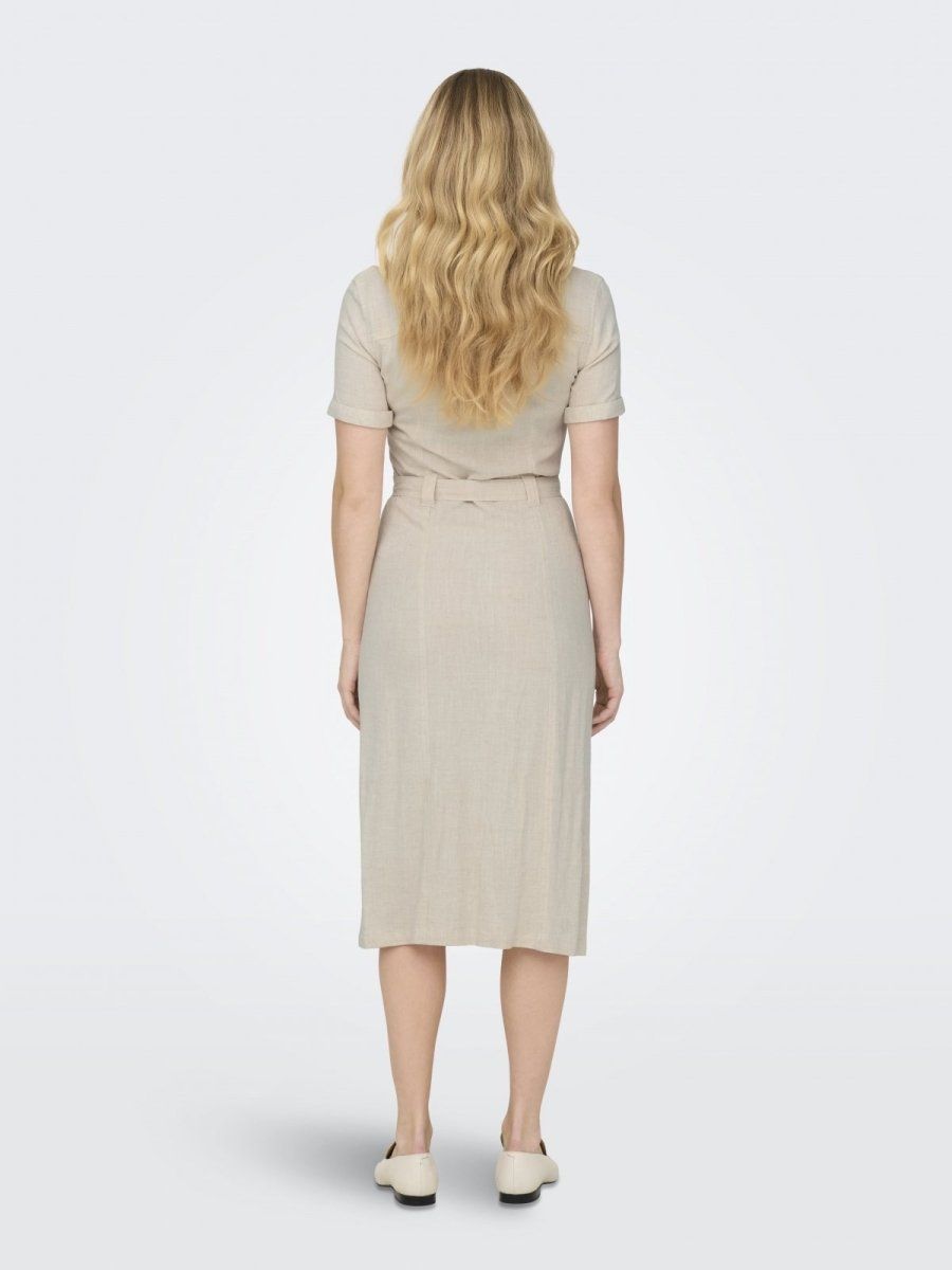 Shirtdress με λινό ONLY 15347210 - Μπεζ - thefashionproject.gr - ONLY