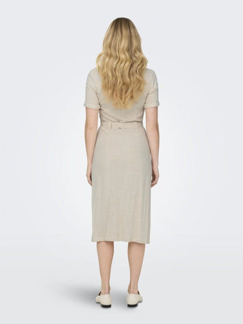 Shirtdress με λινό ONLY 15347210 - Μπεζ - thefashionproject.gr - ONLY