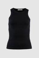 The Fashion Project - Sleeveless Ribbed Tank Top Fitted - Black
