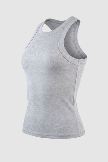 The Fashion Project - Sleeveless Ribbed Tank Top Fitted - Gray