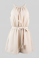 The Fashion Project - Sleeveless Short Jumpsuit Belted - Beige