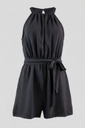 The Fashion Project - Sleeveless Short Jumpsuit Belted - Black