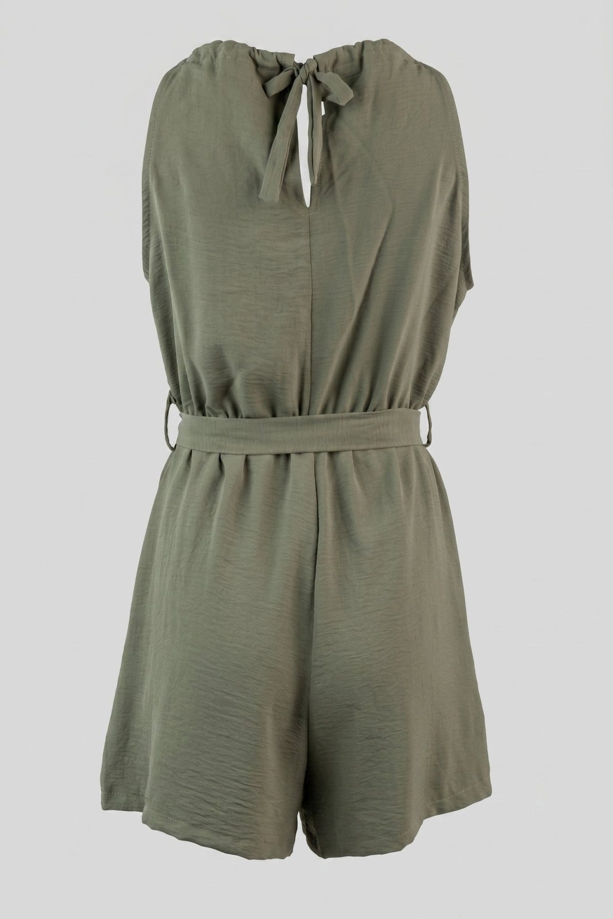 The Fashion Project - Sleeveless Short Jumpsuit Belted - Khaki