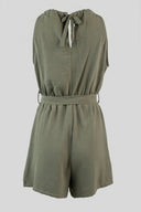 The Fashion Project - Sleeveless Short Jumpsuit Belted - Khaki