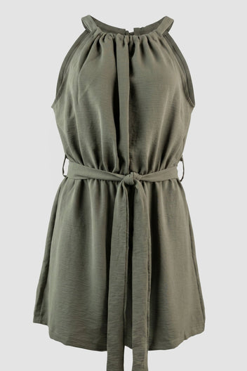 The Fashion Project - Sleeveless Short Jumpsuit Belted - Khaki