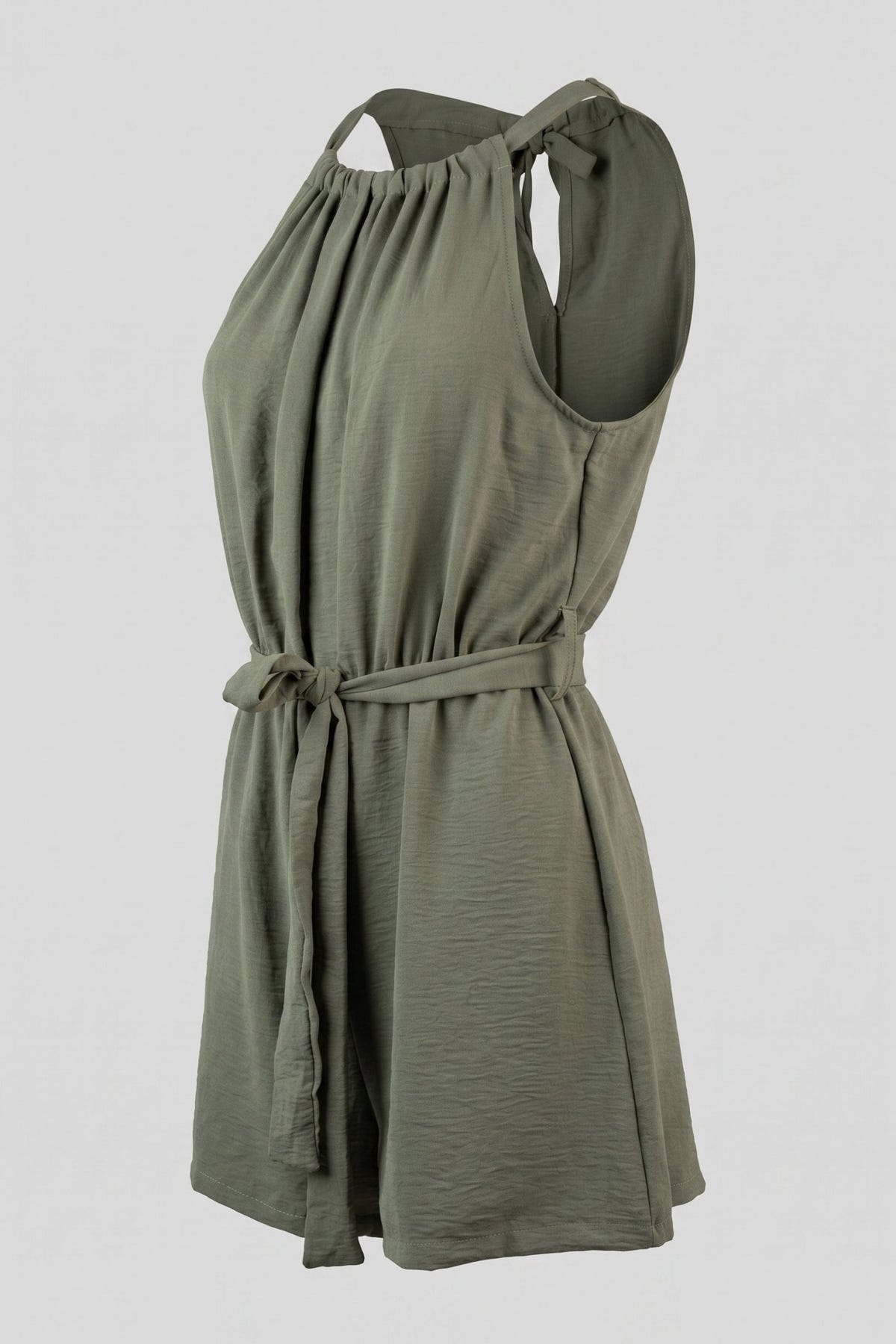 The Fashion Project - Sleeveless Short Jumpsuit Belted - Khaki