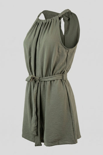 The Fashion Project - Sleeveless Short Jumpsuit Belted - Khaki