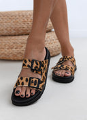 Slides δερμάτινα με print ATENEO - Leopard - thefashionproject.gr - ATENEO