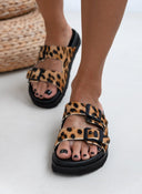 Slides δερμάτινα με print ATENEO - Leopard - thefashionproject.gr - ATENEO