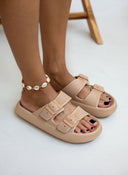 Slides ελαφριά με φάσες - Κάμελ - thefashionproject.gr - The Fashion Project
