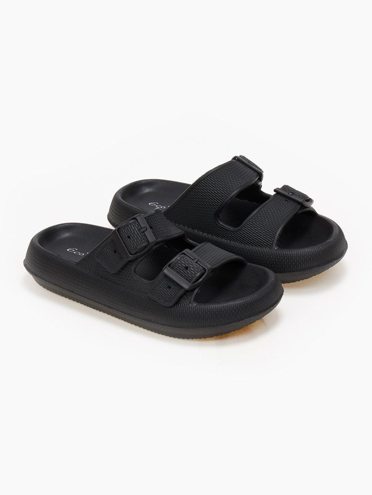 Slides ελαφριά με φάσες - Μαύρο - thefashionproject.gr - The Fashion Project