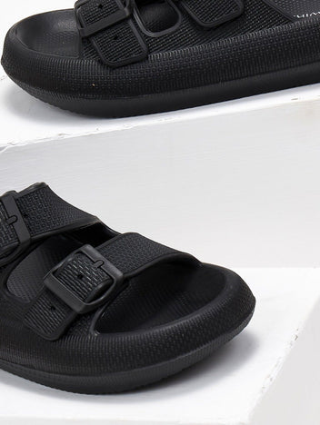 Slides ελαφριά με φάσες - Μαύρο - thefashionproject.gr - The Fashion Project