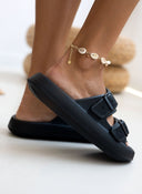 Slides ελαφριά με φάσες - Μαύρο - thefashionproject.gr - The Fashion Project