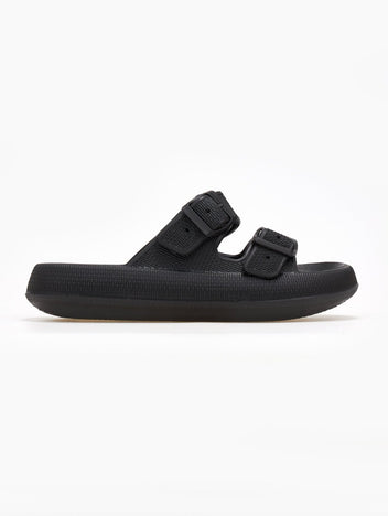 Slides ελαφριά με φάσες - Μαύρο - thefashionproject.gr - The Fashion Project