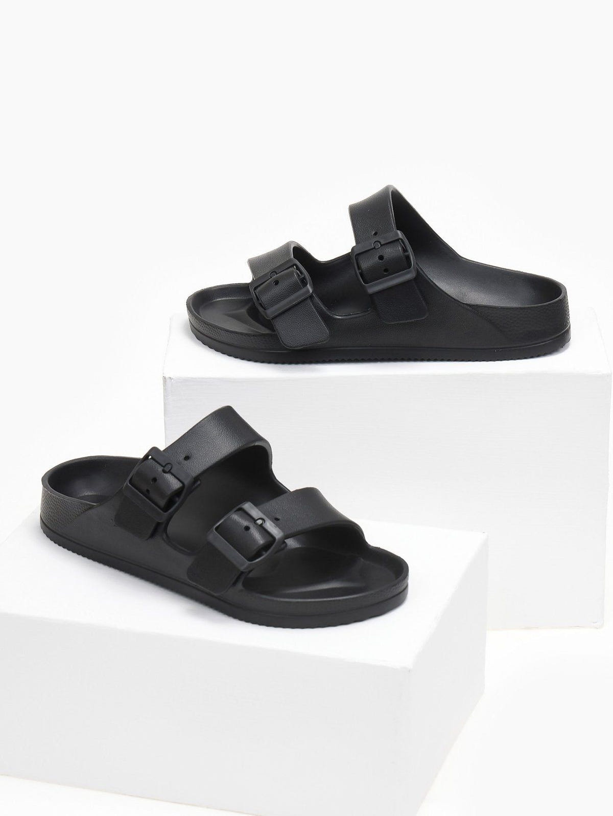 Slides με ανατομικό σχήμα στον πάτο - Μαύρο - thefashionproject.gr - The Fashion Project