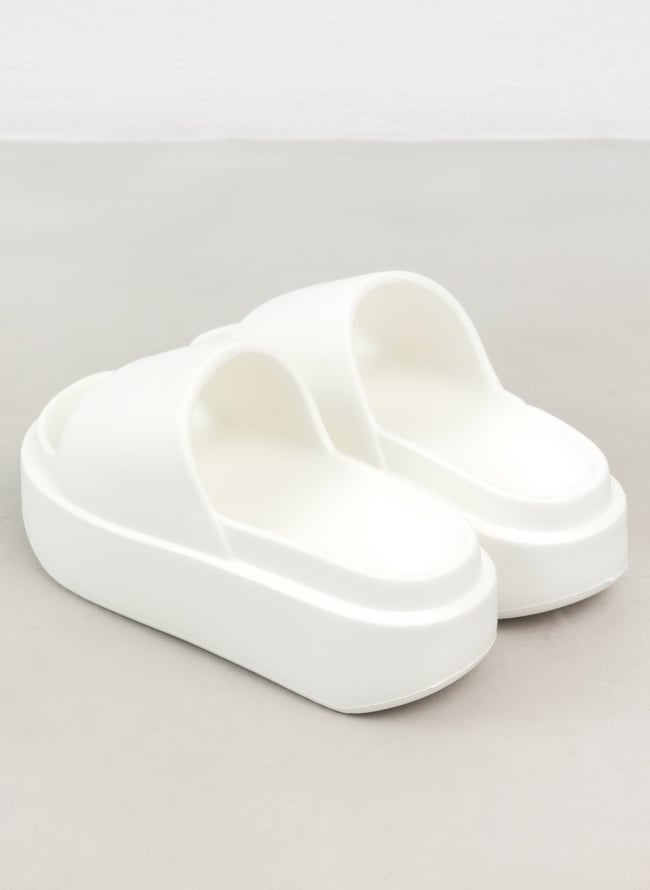 Slides με φαρδιά φάσα - Λευκό - thefashionproject.gr - The Fashion Project