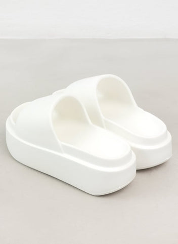 Slides με φαρδιά φάσα - Λευκό - thefashionproject.gr - The Fashion Project
