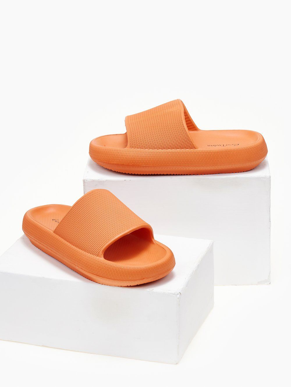 Slides με φαρδιά φάσα - Πορτοκαλί - thefashionproject.gr - The Fashion Project