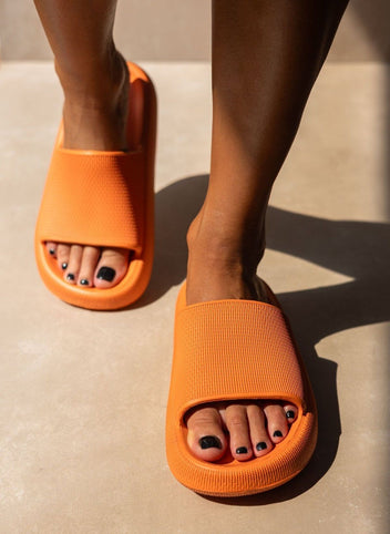Slides με φαρδιά φάσα - Πορτοκαλί - thefashionproject.gr - The Fashion Project