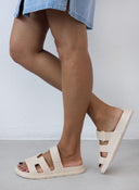 Slides με φάσα και ανατομικό σχήμα στον πάτο - Μπεζ - thefashionproject.gr - The Fashion Project