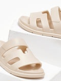 Slides με φάσα και ανατομικό σχήμα στον πάτο - Μπεζ - thefashionproject.gr - The Fashion Project