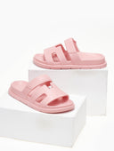 Slides με φάσα και ανατομικό σχήμα στον πάτο - Ροζ - thefashionproject.gr - The Fashion Project