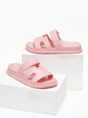 Slides με φάσα και ανατομικό σχήμα στον πάτο - Ροζ - thefashionproject.gr - The Fashion Project
