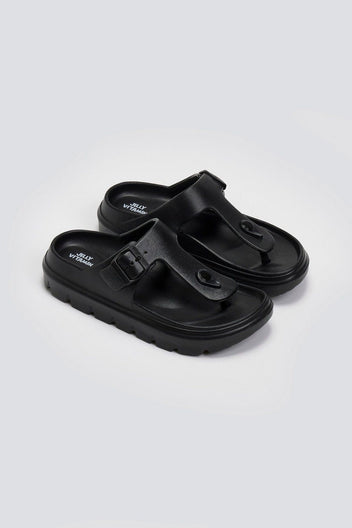 Slides με φιόγκο και μεταλλικό charm - Μαύρο - thefashionproject.gr - The Fashion Project