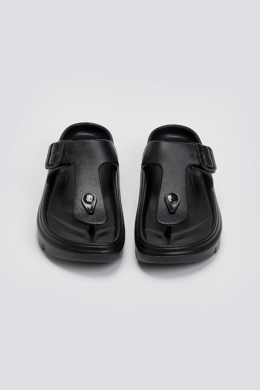 Slides με φιόγκο και μεταλλικό charm - Μαύρο - thefashionproject.gr - The Fashion Project