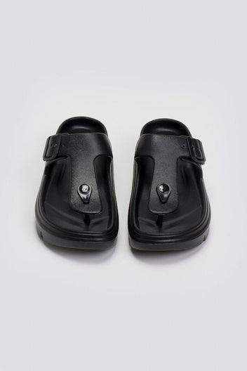 Slides με φιόγκο και μεταλλικό charm - Μαύρο - thefashionproject.gr - The Fashion Project