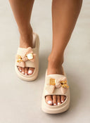 Slides με φιόγκο και μεταλλικό charm - Nude - thefashionproject.gr - The Fashion Project