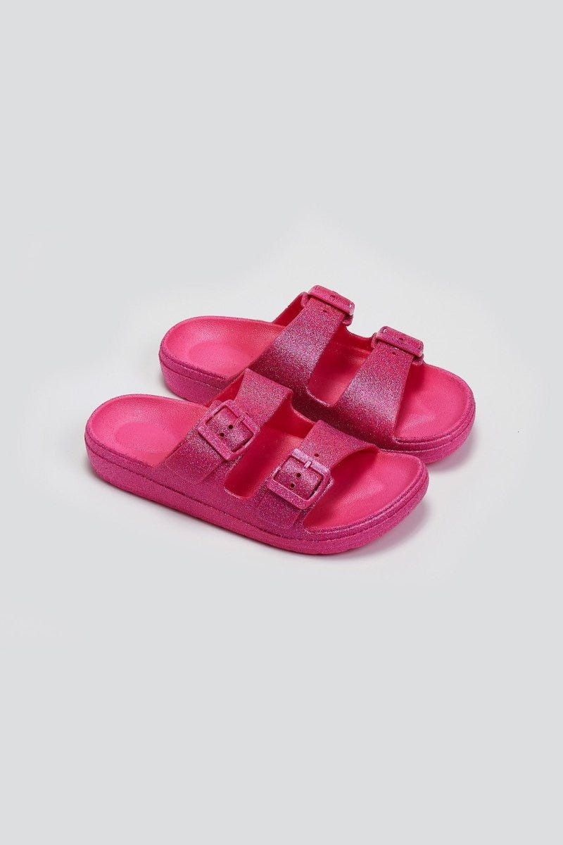 Slides με glitter ERYNN - Φούξια - thefashionproject.gr - ERYNN