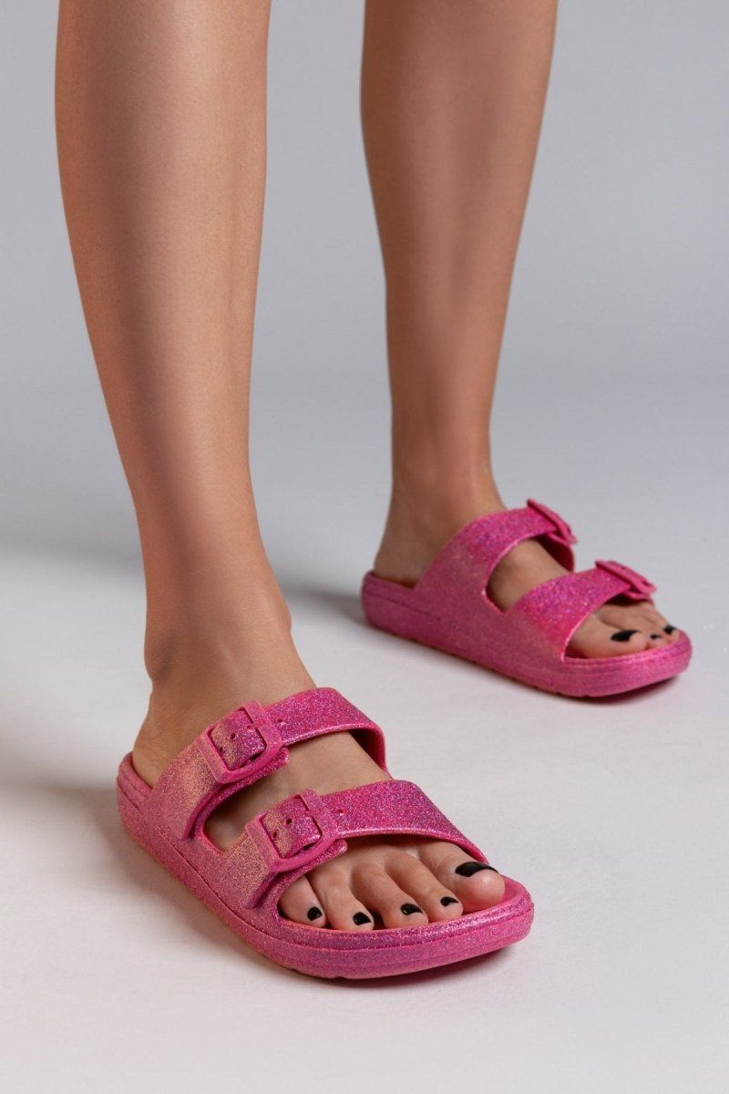 Slides με glitter ERYNN - Φούξια - thefashionproject.gr - ERYNN