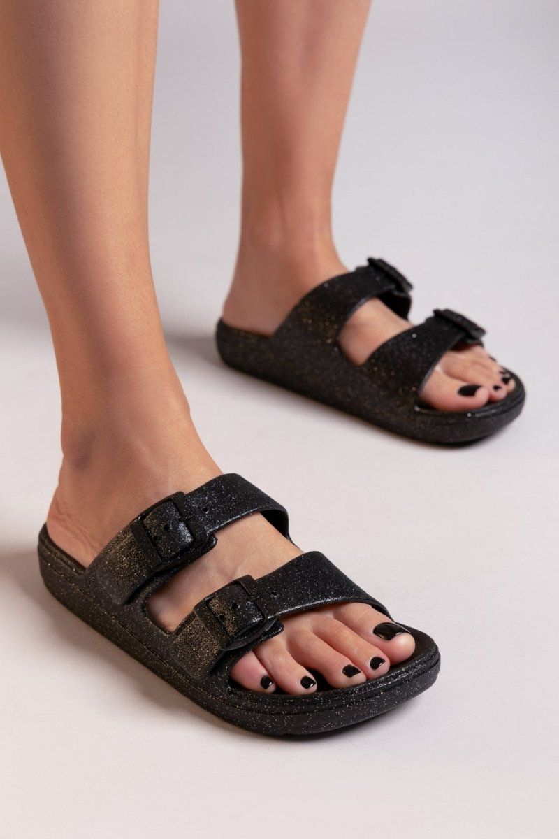 Slides με glitter ERYNN - Μαύρο - thefashionproject.gr - ERYNN