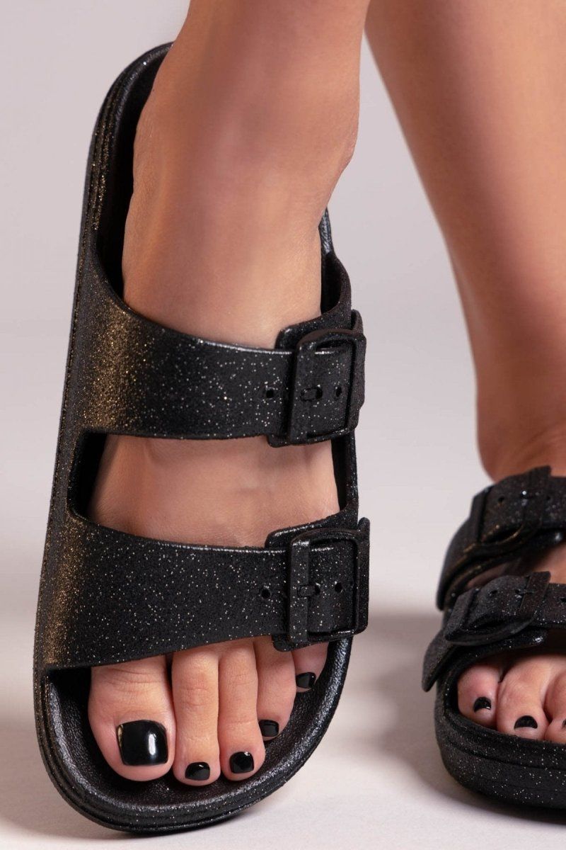 Slides με glitter ERYNN - Μαύρο - thefashionproject.gr - ERYNN