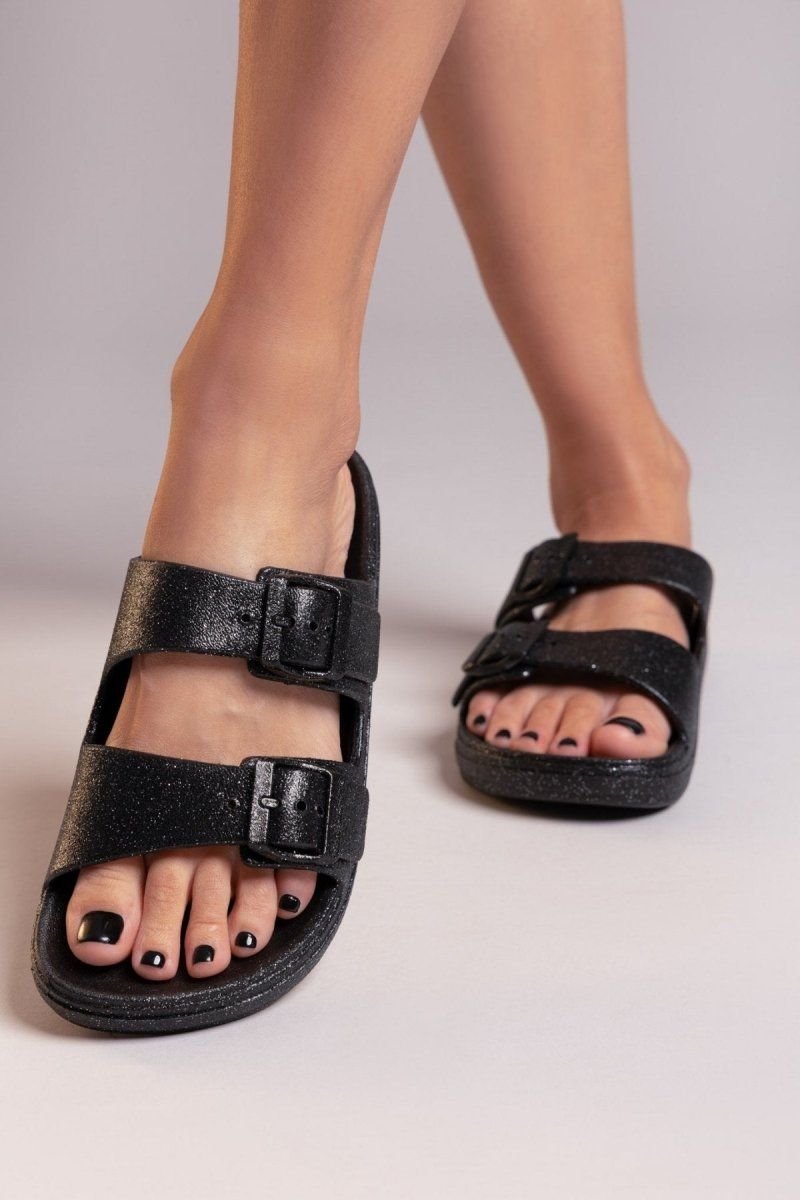 Slides με glitter ERYNN - Μαύρο - thefashionproject.gr - ERYNN