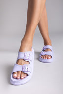 Slides με τοκάδες στο ίδιο χρώμα - Λιλά - thefashionproject.gr - Hellobland