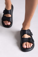 Slides με τοκάδες στο ίδιο χρώμα - Μαύρο - thefashionproject.gr - Hellobland