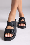 Slides με τοκάδες στο ίδιο χρώμα - Μαύρο - thefashionproject.gr - Hellobland