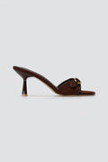 Stephan - Slim Heel Mules Buckle Strap - Brown Suede