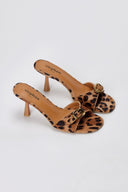 Stephan - Slim Heel Mules Buckle Strap - Leopard Pony