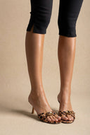 Stephan - Slim Heel Mules Buckle Strap - Leopard Pony