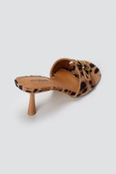 Stephan - Slim Heel Mules Buckle Strap - Leopard Pony