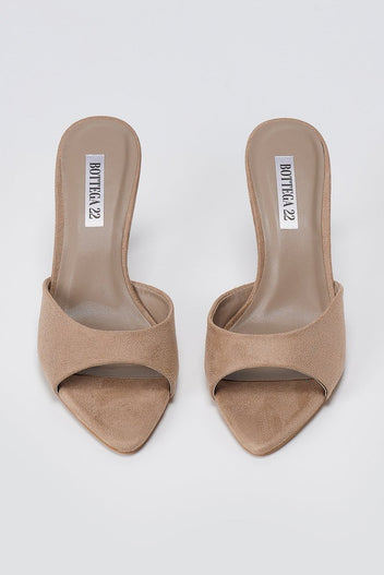 BOTEGGA 22 - Slim Heel Mules Wide Strap - Beige Suede