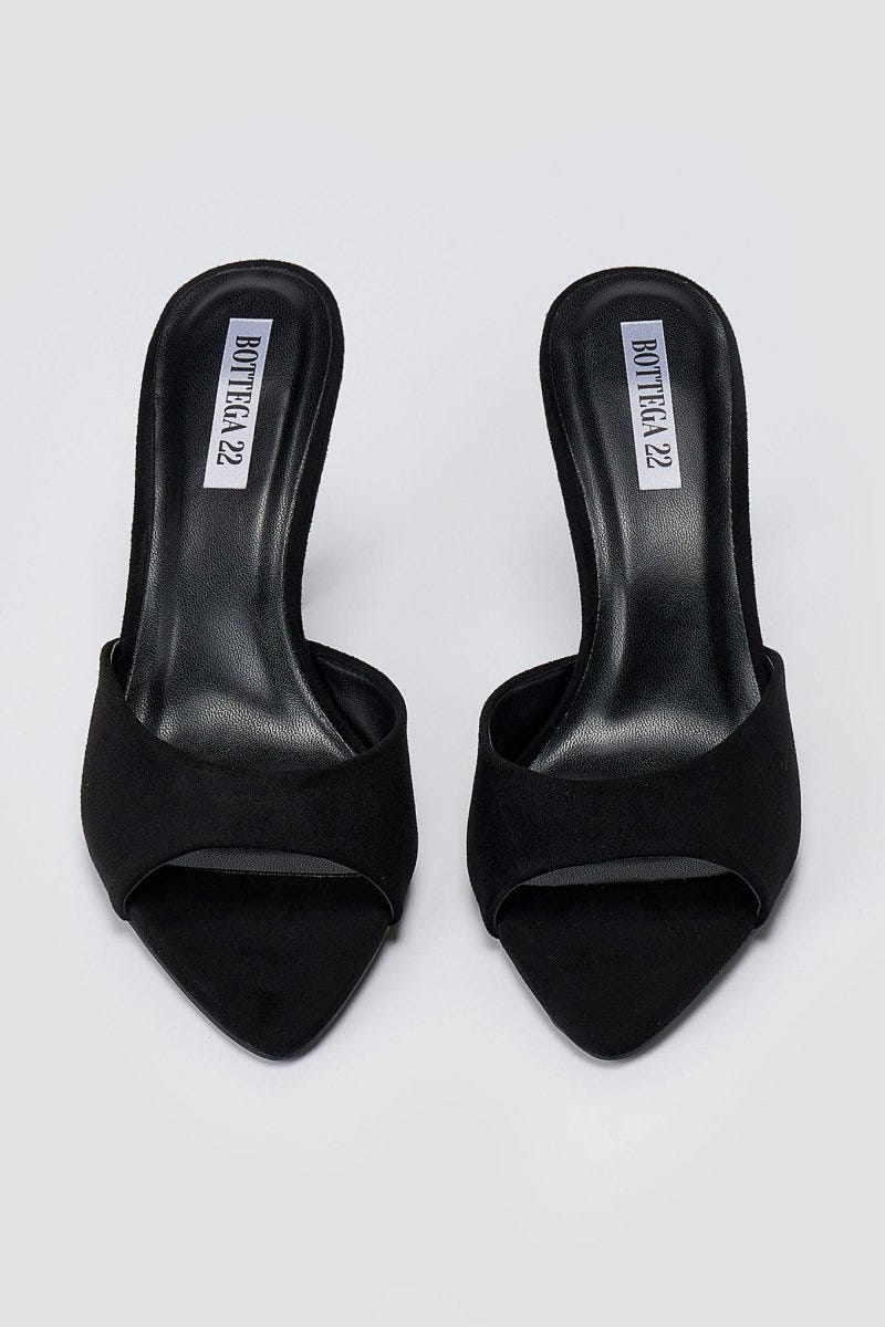 BOTEGGA 22 - Slim Heel Mules Wide Strap - Black Suede