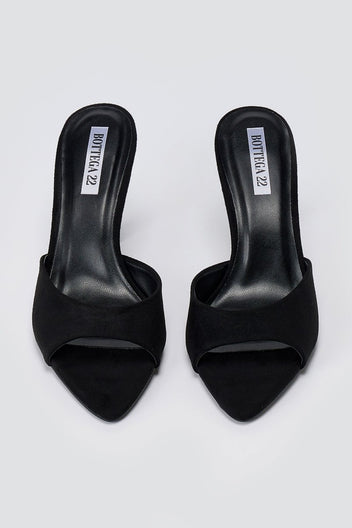 BOTEGGA 22 - Slim Heel Mules Wide Strap - Black Suede