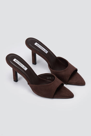 BOTEGGA 22 - Slim Heel Mules Wide Strap - Brown Suede