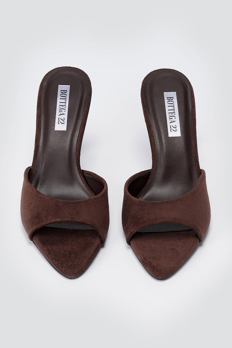 BOTEGGA 22 - Slim Heel Mules Wide Strap - Brown Suede