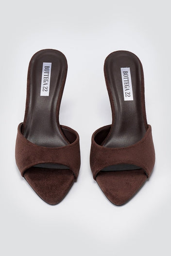 BOTEGGA 22 - Slim Heel Mules Wide Strap - Brown Suede